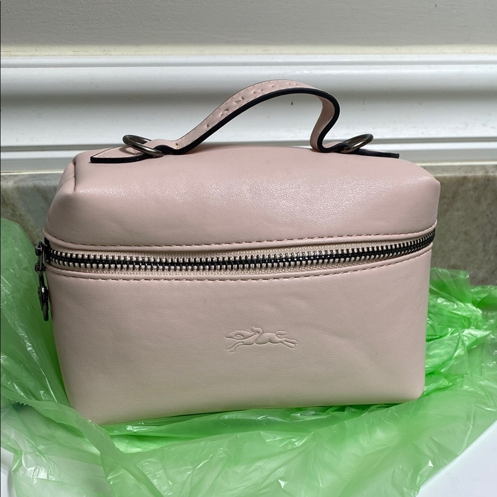 Light Pink Longchamp Le Piliage XS Vanity Case with Strap